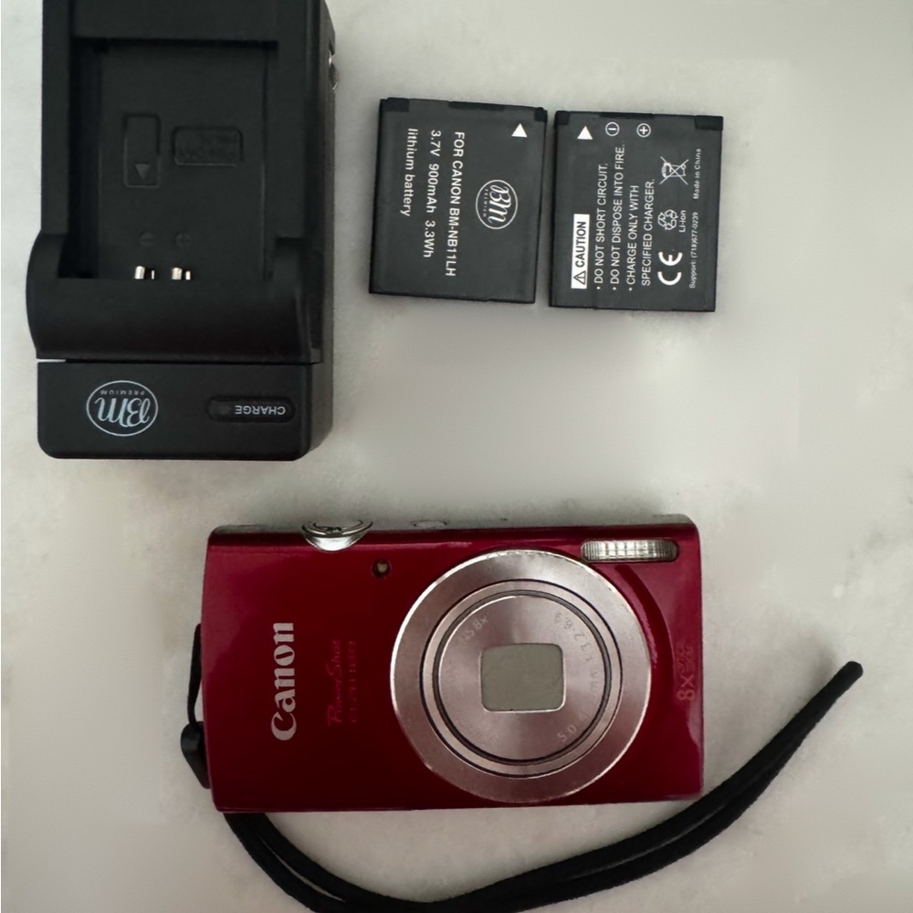 Canon ELPH 180 Red Digital Camera with Charger and Batteries